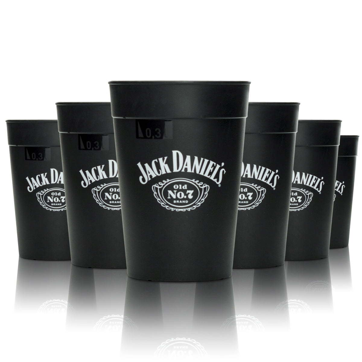 6 bicchieri da whisky Jack Daniels neri riutilizzabili da 0,3 l