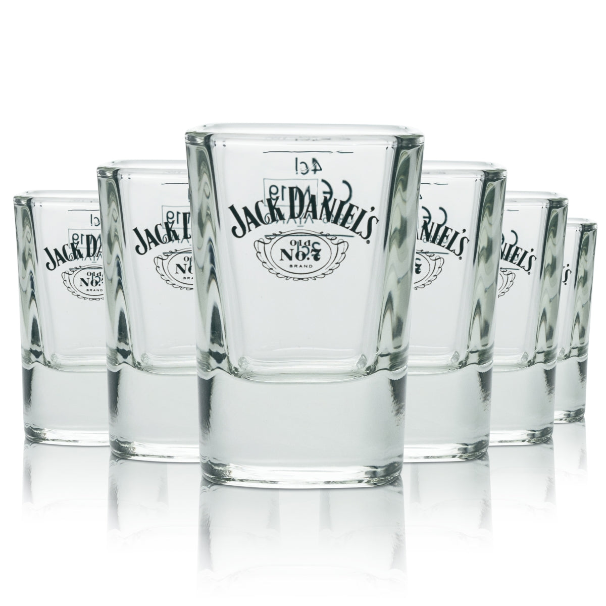 6 bicchieri da whisky Jack Daniels Stamper Short Shot quadrati 4 cl