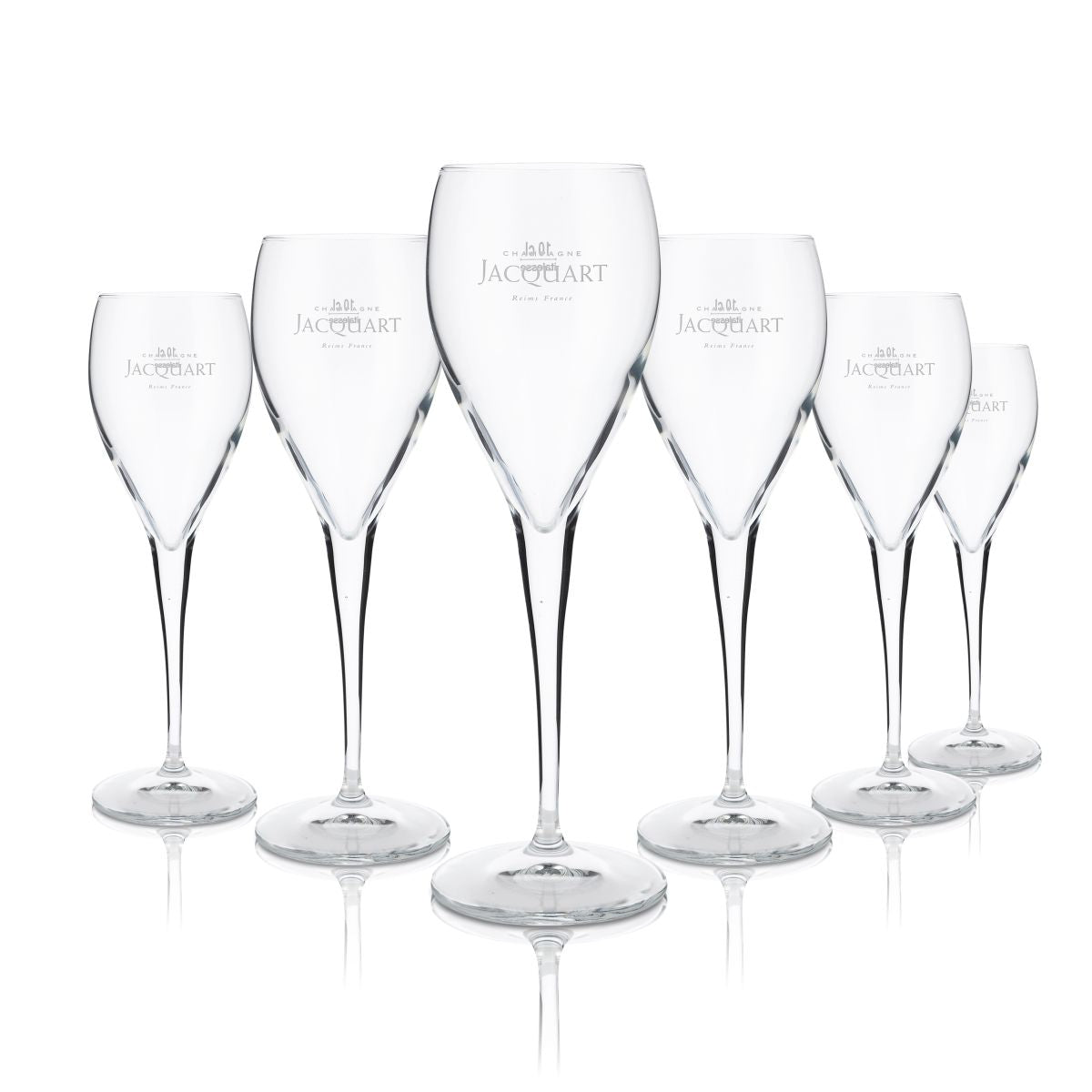 6 bicchieri da champagne Jacquart in vetro da 0,1 l, set calibrato