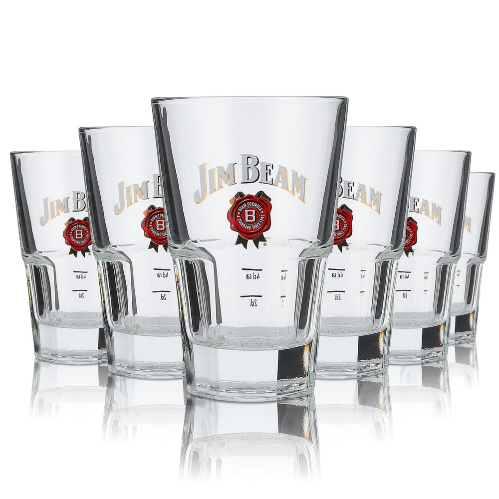 6 bicchieri da whisky Jim Beam Bicchiere da long drink Emblema rosso Firma sul fondo
