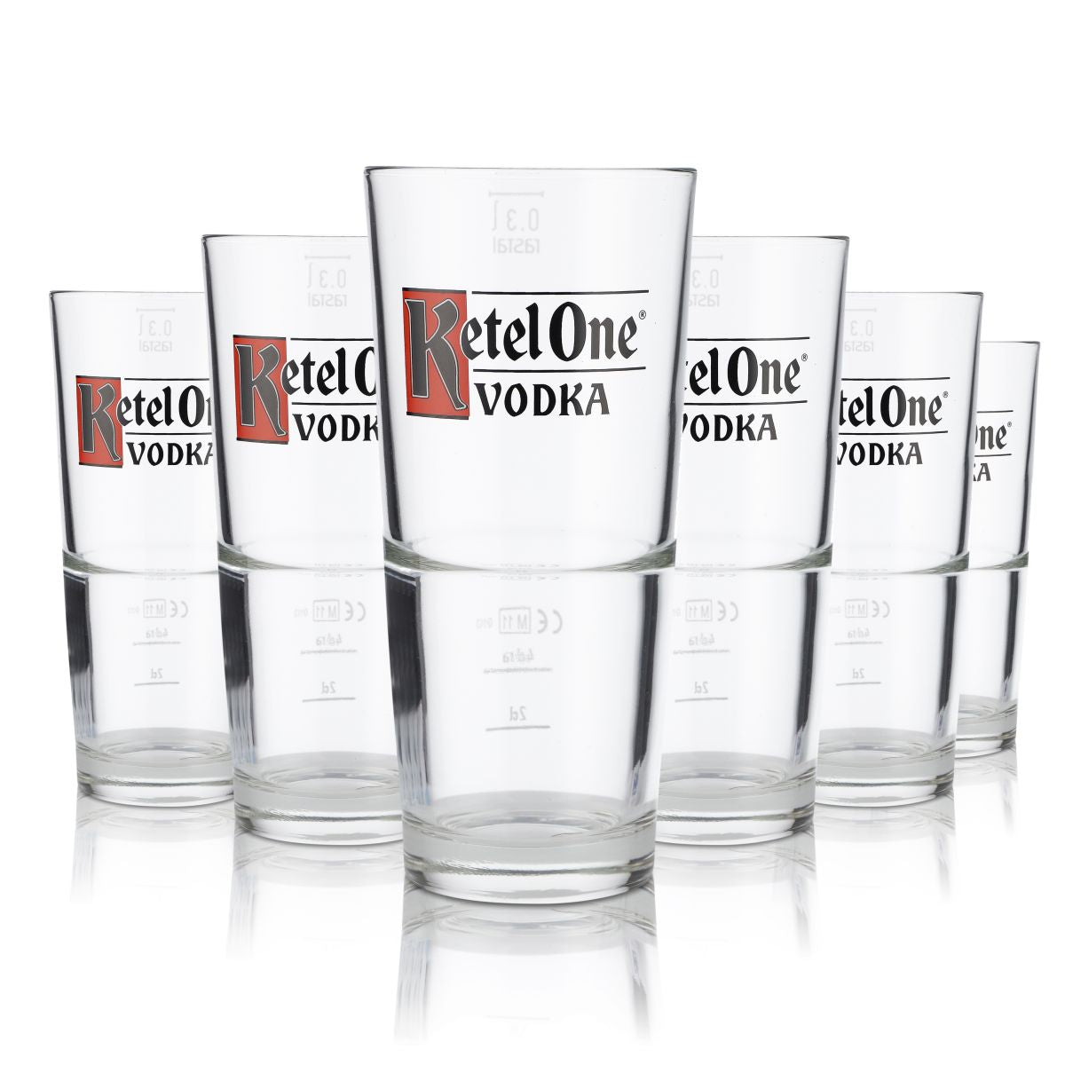 6 bicchieri da shot Ketel One Vodka Bicchieri da long drink Vodka Bicchieri impilabili 2 cl/4 cl 0,3 l
