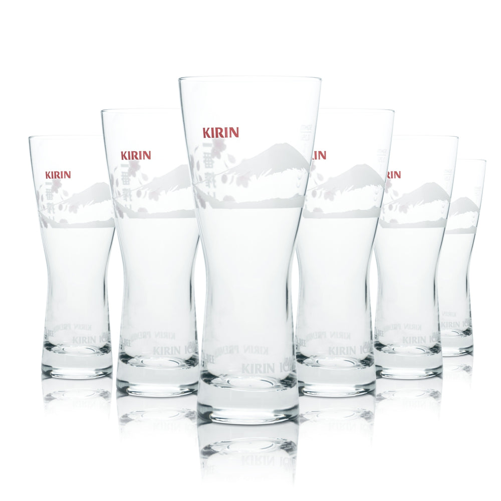 6 bicchieri da birra Kirin Ichiban 0,25 l, forma a tulipano, Giappone, birra, mezzo litro