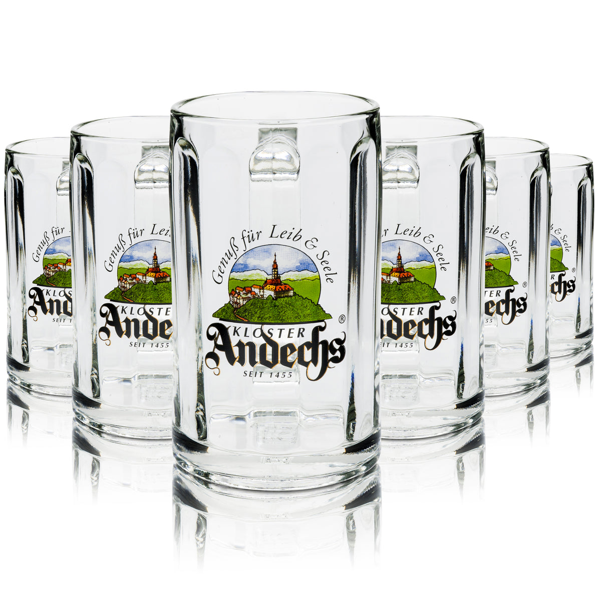 6 bicchieri da birra del monastero di Andechs da 0,3 l con iscrizione "Glückauf" – Vista 5
