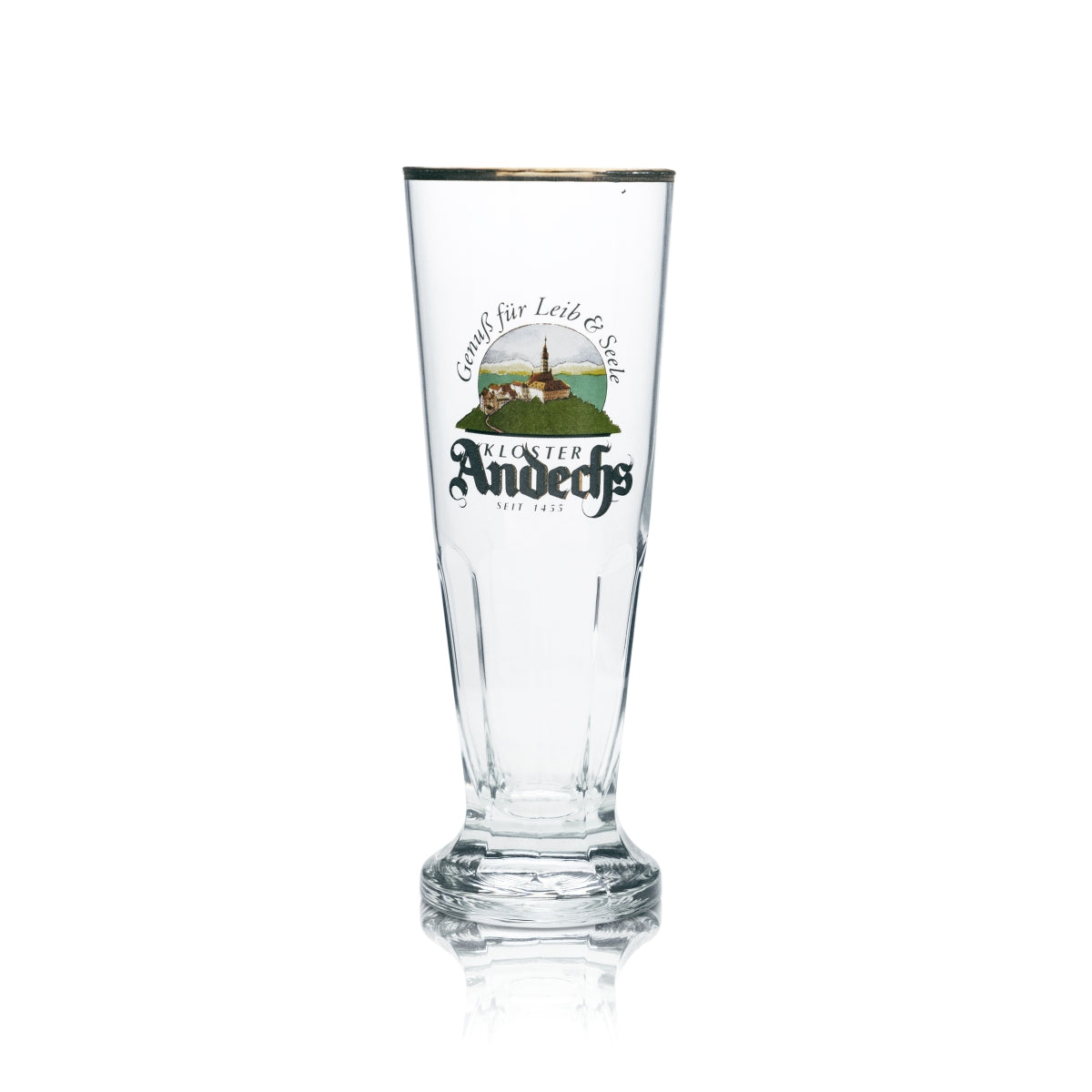 6 bicchieri da birra Andechs Kloster 0,3 l, forma a tulipano con bordo dorato, bicchieri da ristorazione – Vista 2