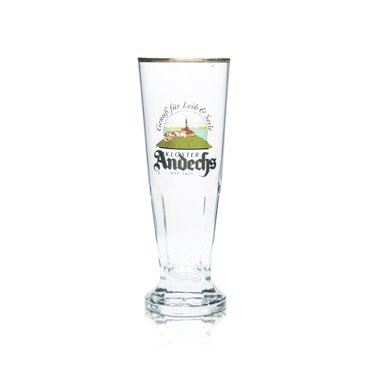 6 bicchieri da birra Andechs Kloster 0,3 l, forma a tulipano con bordo dorato, bicchieri da ristorazione – Vista 4