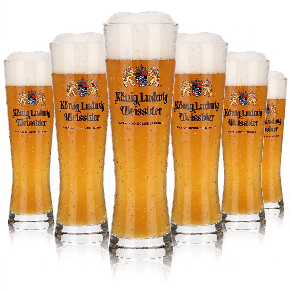 6 bicchieri da birra “Re Ludovico” da 0,3 l, modello a coppa, per birra di frumento di Sua Altezza Reale (set da 6)
