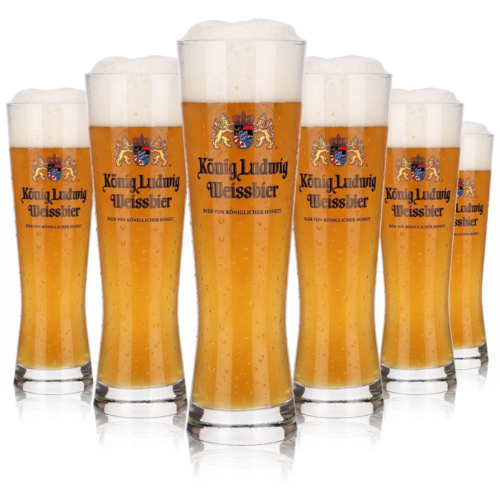 6 bicchieri da birra “Re Ludovico” da 0,3 l, modello a coppa, per birra di frumento di Sua Altezza Reale (set da 6)