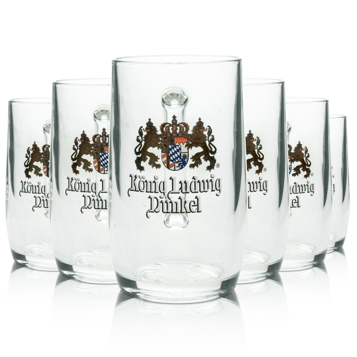 6 bicchieri da birra König Ludwig 0,5 l Seidel scuri con manico e schiuma Birra