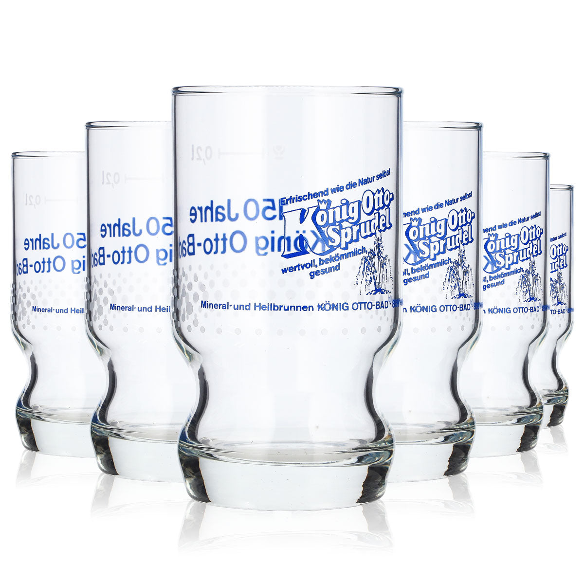 6 bicchieri in vetro per acqua frizzante König Otto da 0,2 l – 150 anni di König Otto-Bad (set da 6)