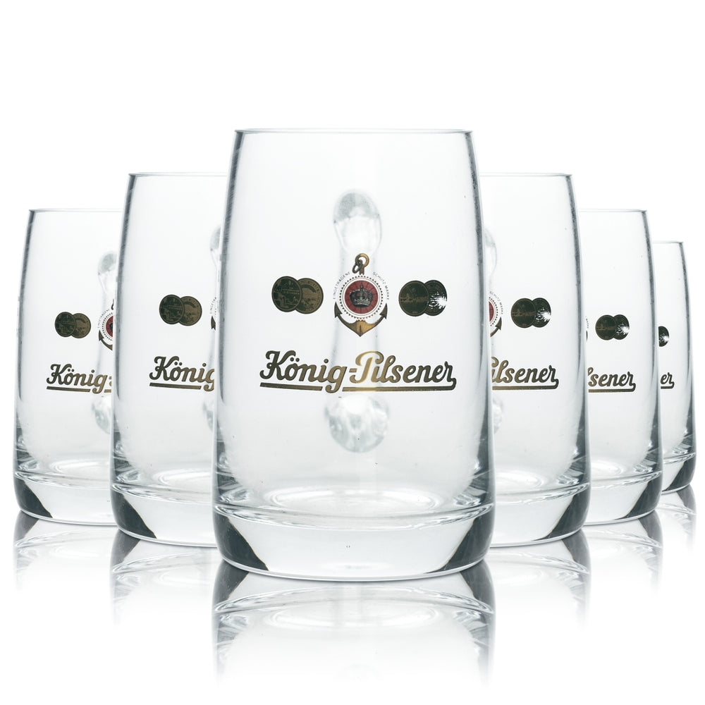 6 bicchieri da birra König Pilsener 0,3 l boccale Seidel con manico bicchieri boccali birrificio