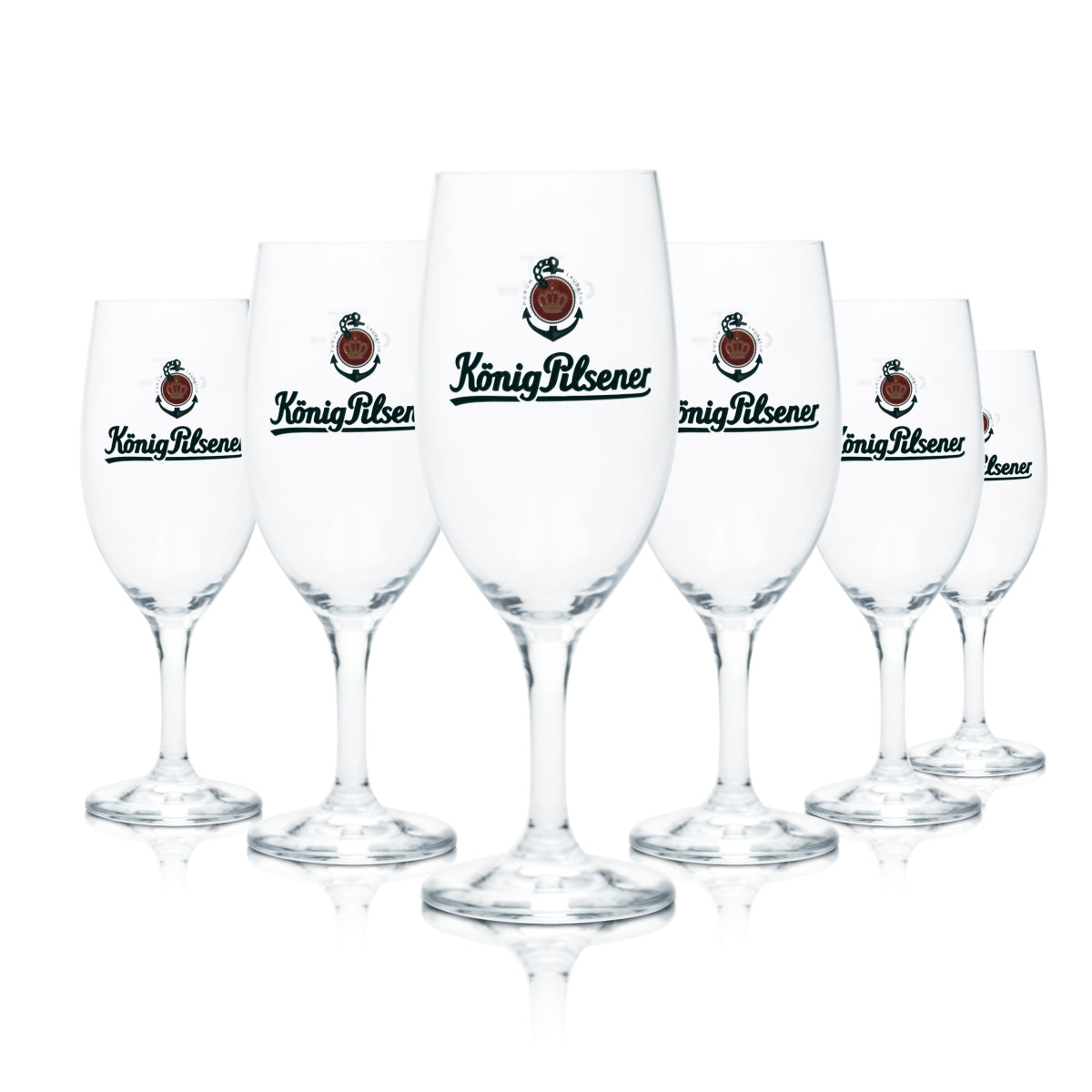 6 bicchieri da birra König Pilsener 0,3 l, forma a tulipano, calibrati, per uso gastronomico, birrificio Pils