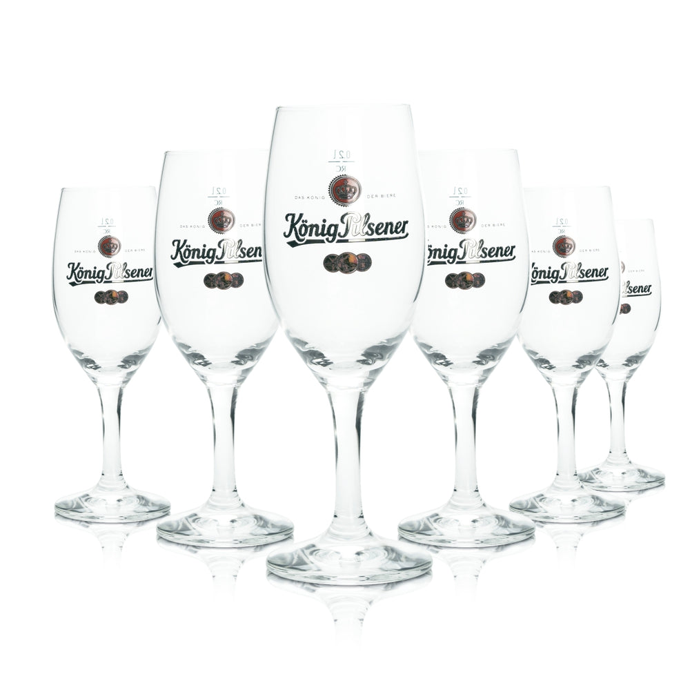 6 bicchieri da birra König Pilsner 0,2 l, forma a tulipano, calibrati per uso gastronomico, per birra Pils, pub