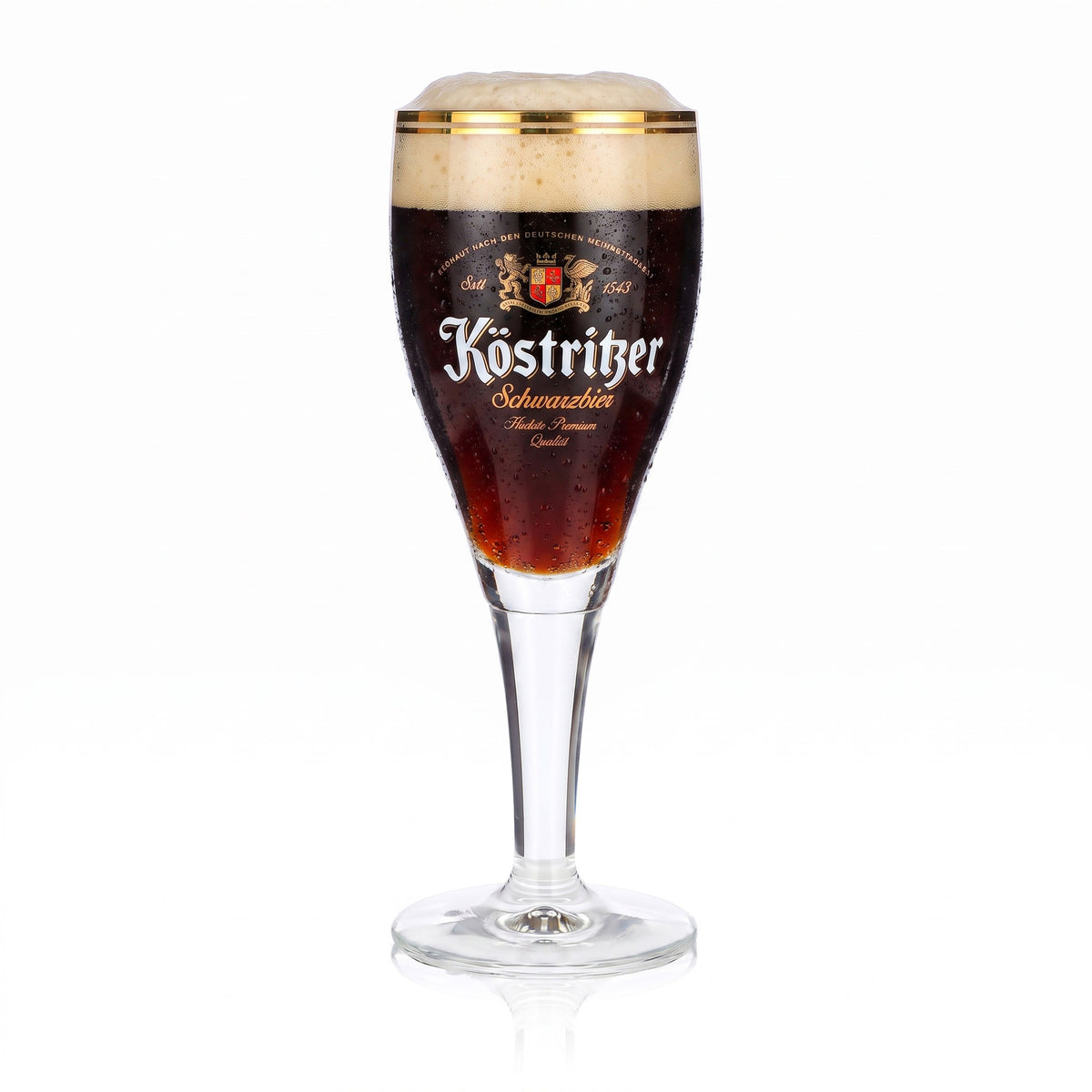 6 bicchieri da birra Köstritzer da 0,3 l, a forma di coppa, per birra scura, con doppio bordo dorato – Vista 2