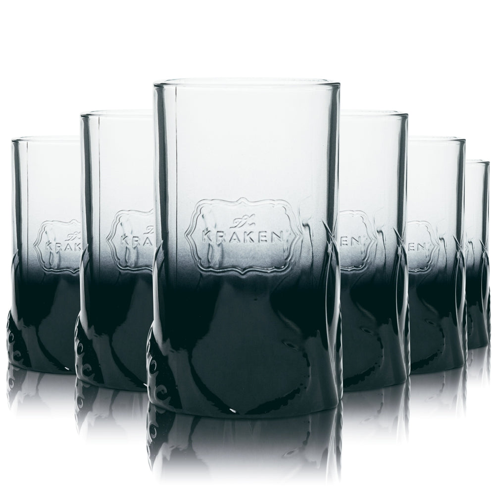 6 bicchieri da rum Kraken 0,3 l con stampa in rilievo nera Bicchieri da long drink Tentacoli Tinto
