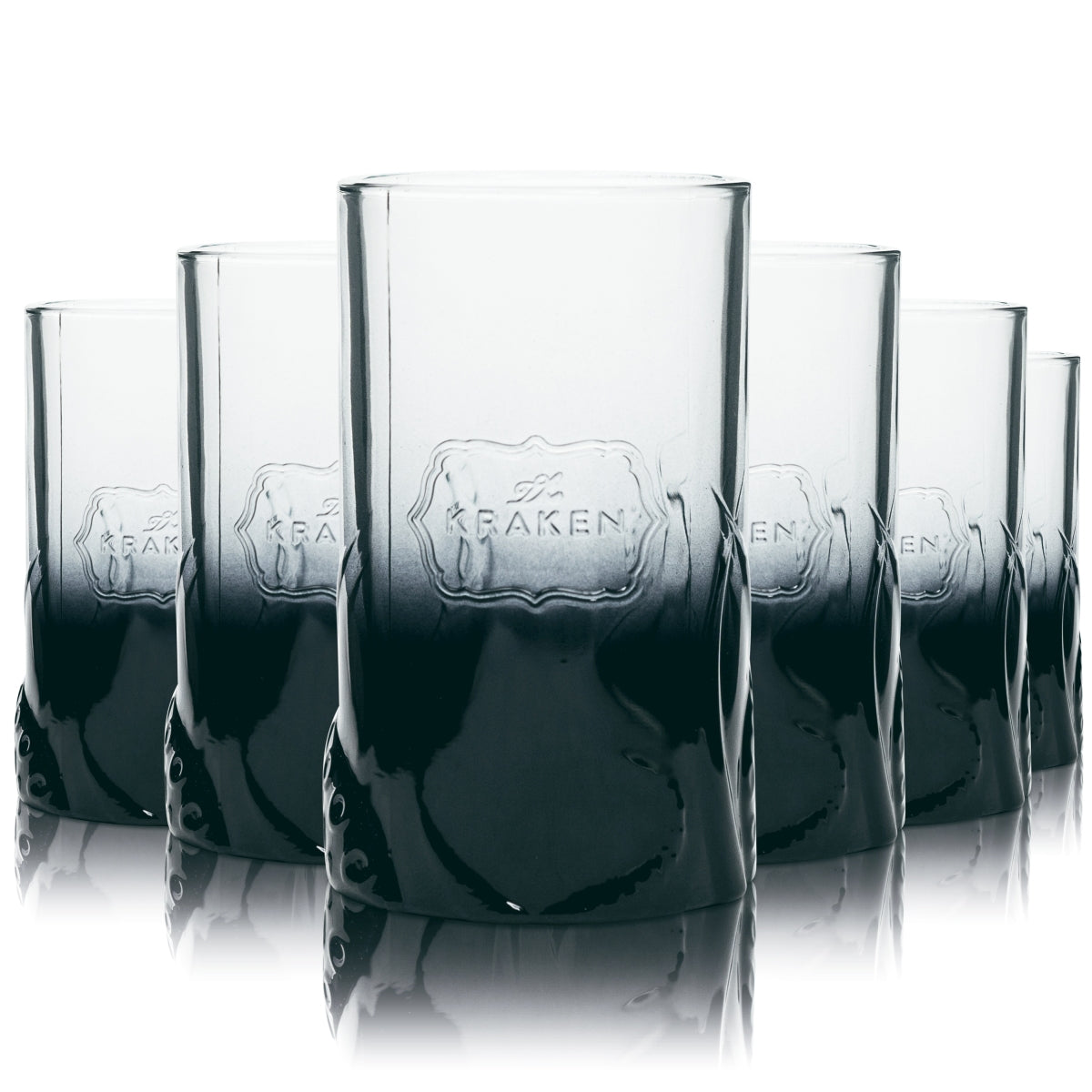6 bicchieri da rum Kraken 0,3 l con stampa in rilievo nera Bicchieri da long drink Tentacoli Tinto