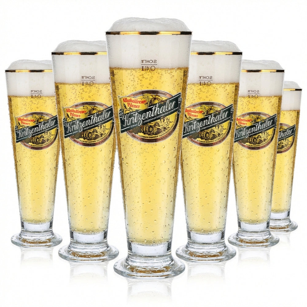6 bicchieri da birra Kritzenthaler 0,4 l a tulipano senza alcol con bordo dorato Sahm Florenz