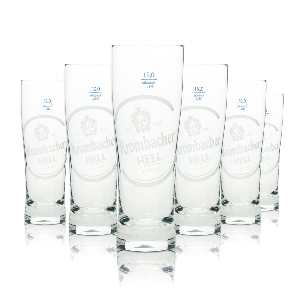 6 bicchieri da birra Krombacher 0,2 l bicchiere chiaro Sahm Willi Pils bicchieri birrificio birra