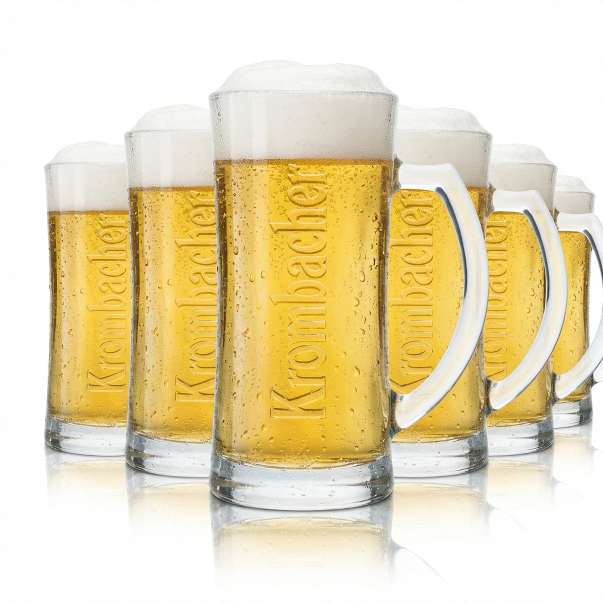 6 bicchieri da birra Krombacher 0,3 l boccale Humpen Seidel con rilievo gastronomico