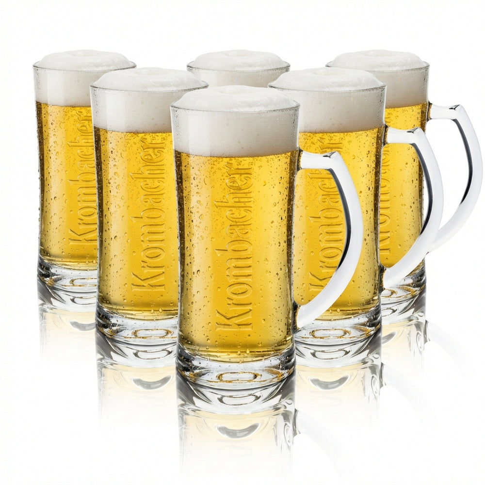 6 bicchieri Krombacher da 0,5 l, boccale Humpen Seidel con rilievo, birra Pils Gastro Eiche