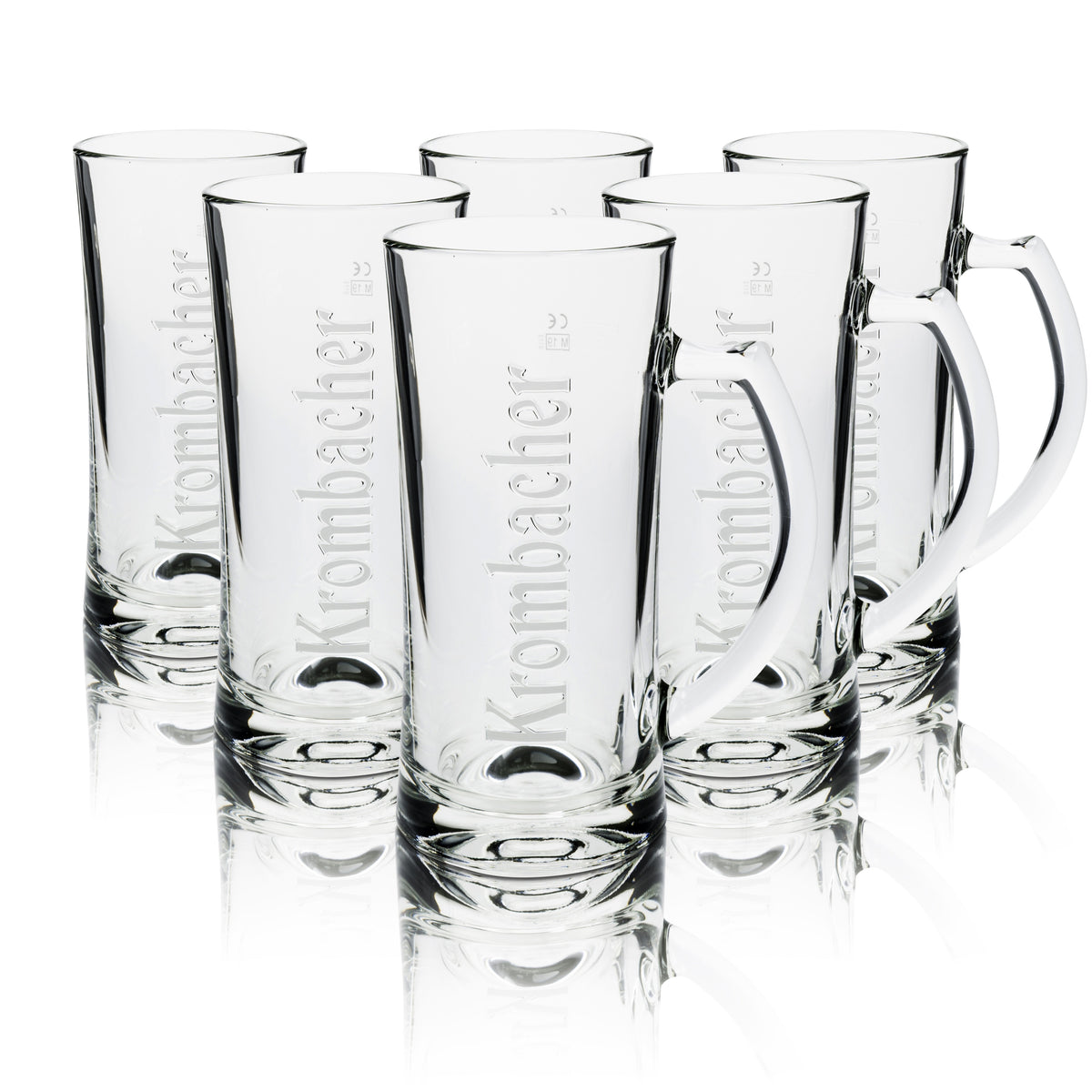 6 bicchieri Krombacher da 0,5 l, boccale Humpen Seidel con rilievo, birra Pils Gastro Eiche – Vista 5