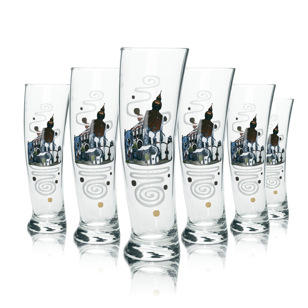 6 bicchieri da birra Kuchlbauer 0,5 l birra bianca Design Kunsthaus Abensberg Bicchieri Lievito