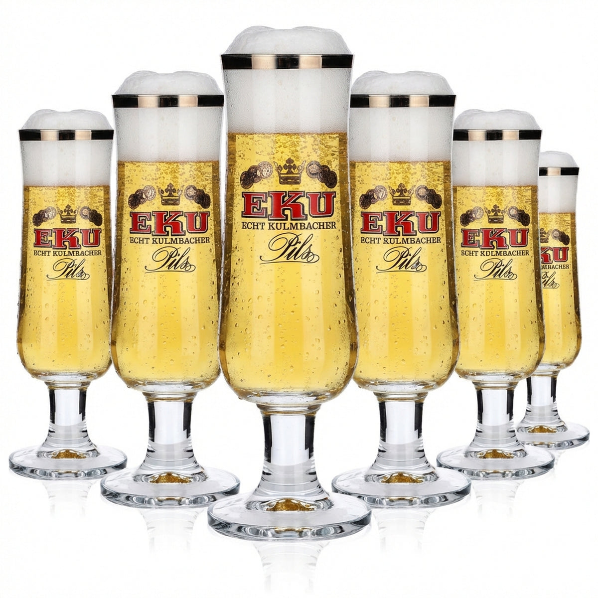 6 bicchieri da birra Kulmbacher Reichelbräu 0,2 l, design a forma di coppa, set di bicchieri EKU Pils Brauerei