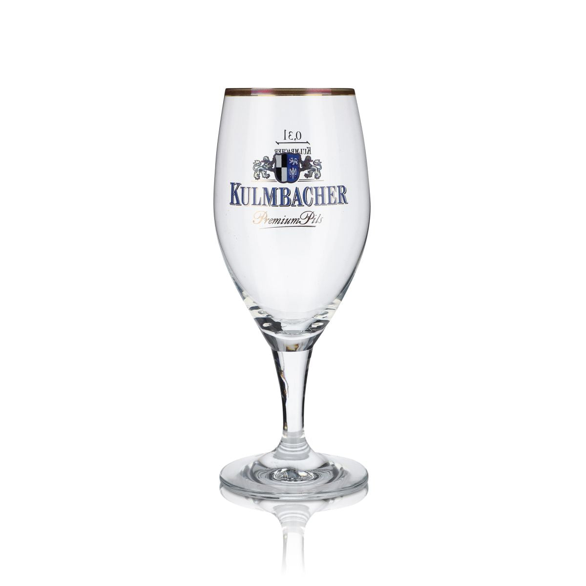 6 bicchieri Kulmbacher Reichelbräu da 0,3 l, forma a coppa, bordo dorato, scritta blu – Vista 2