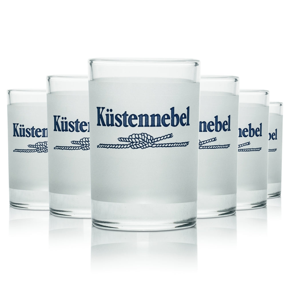 6 bicchieri da shot 4 cl (40 ml) Küstennebel in vetro, con base corta, per superalcolici, effetto ghiacciato, per uso gastronomico