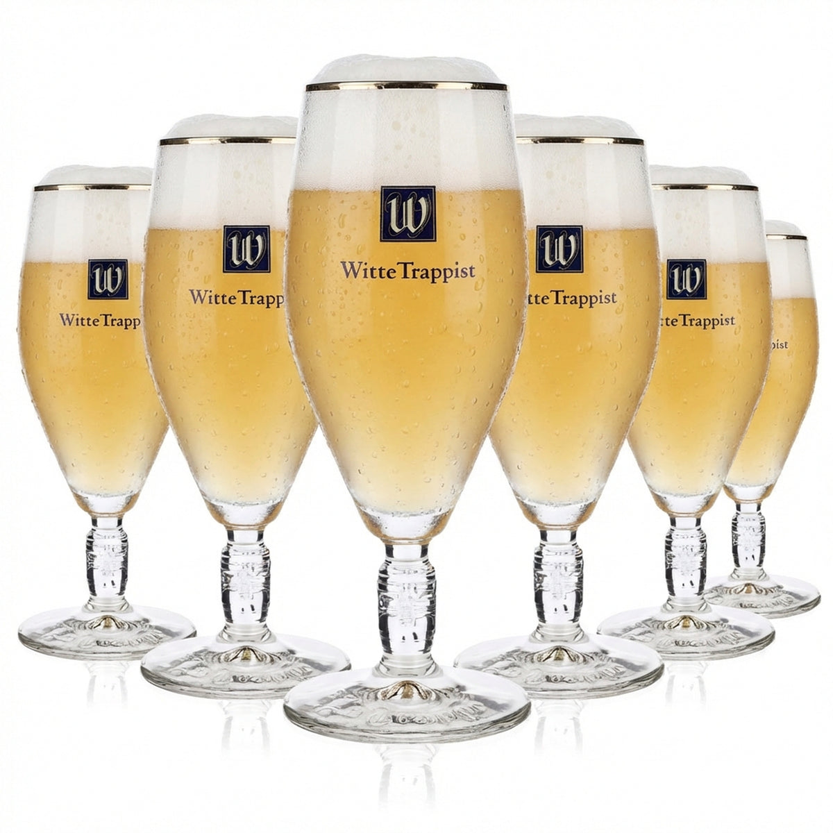 6 bicchieri da birra La Trappe da 0,3 l con rilievo sullo stelo e bordo dorato