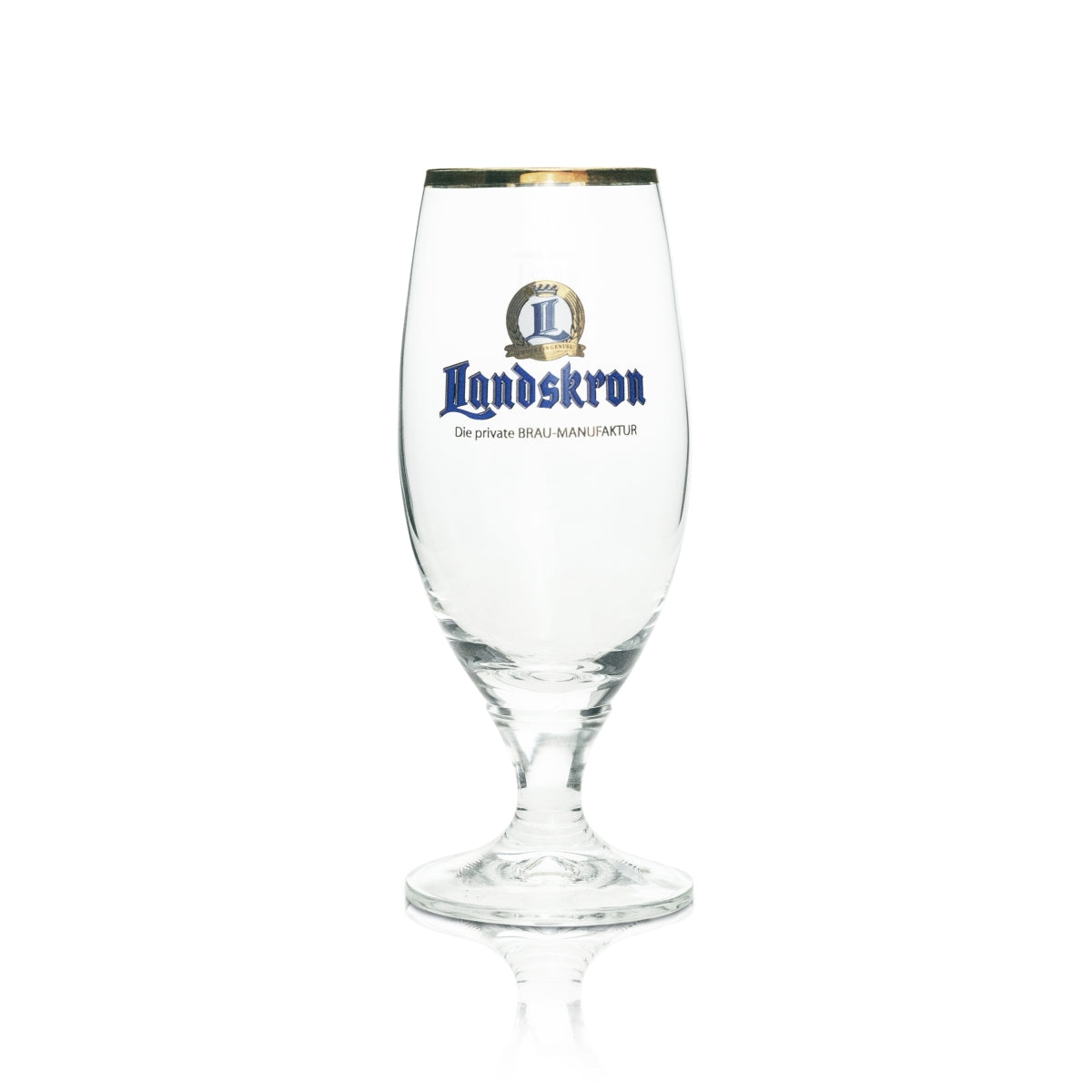 6 bicchieri da birra Landskron 0,25 l con logo blu e oro e bordo dorato – Vista 2