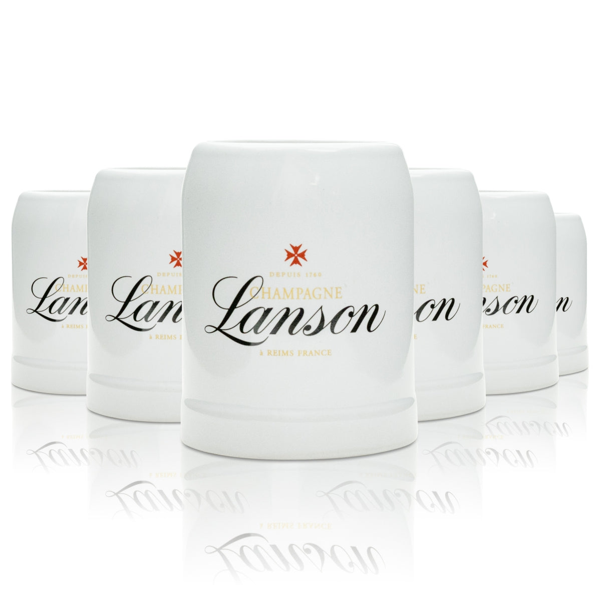 6 bicchieri da champagne Lanson in ceramica bianca, piccoli