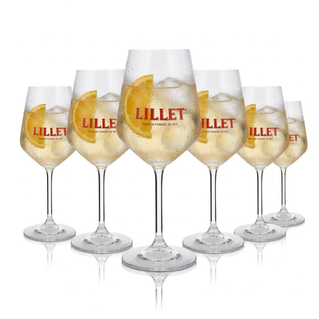 set di 6 bicchieri da cocktail Lillet 0,46 l – Originale con tacca di 4 cl per aperitivi e tonic