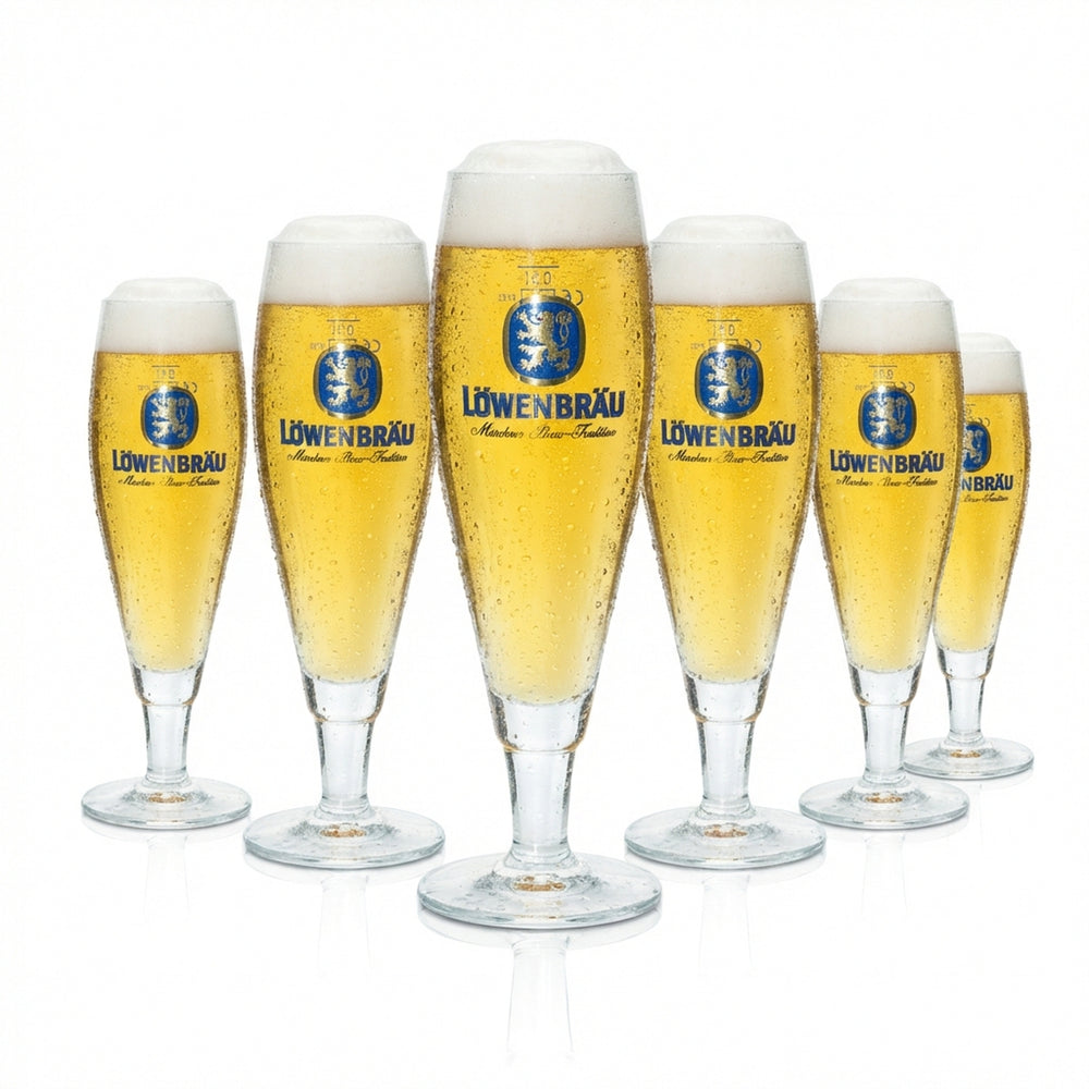 6 bicchieri da birra Löwenbräu 0,3 l a forma di coppa Ritzenhoff Tulipano Birrificio Müncher
