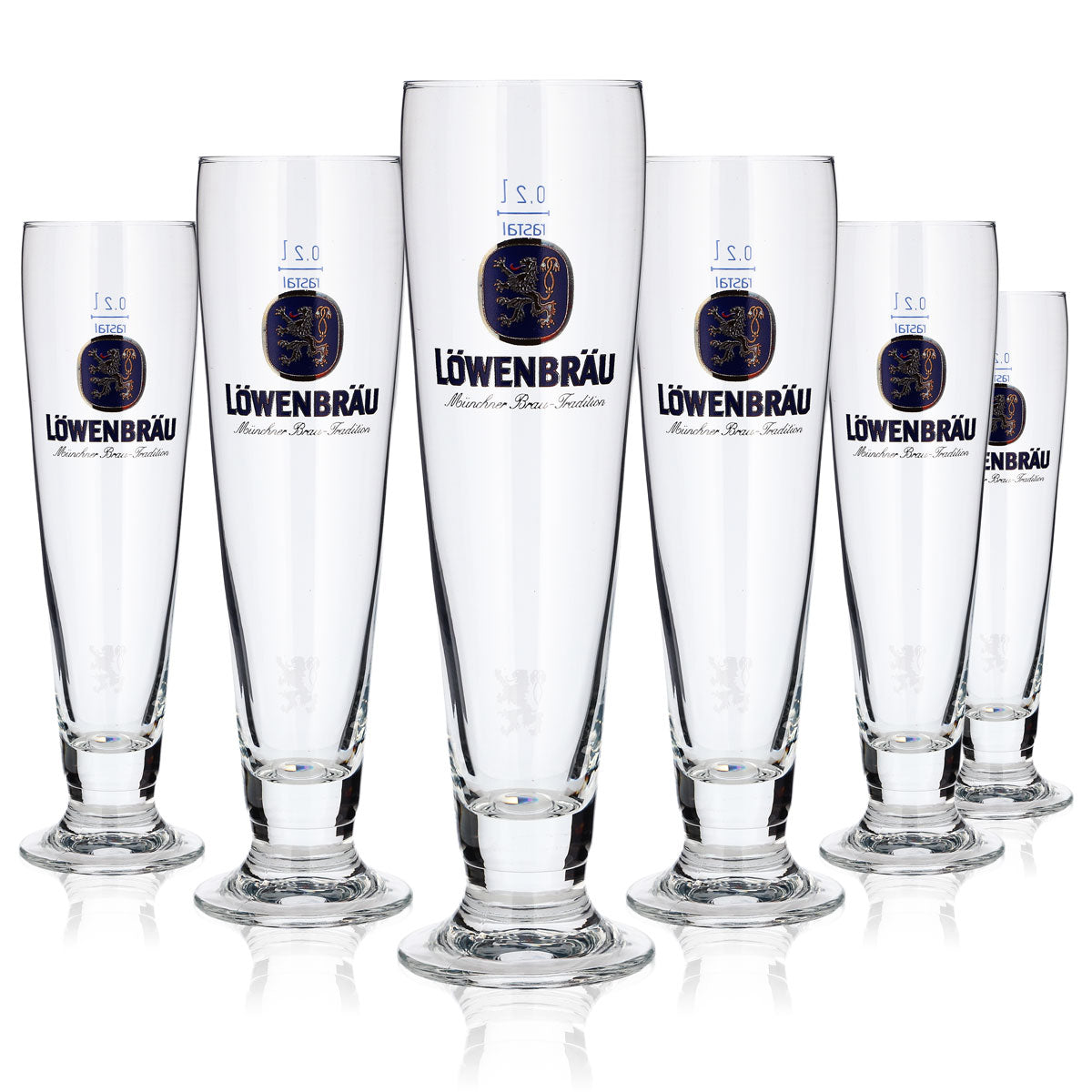 6 bicchieri Löwenbräu 0,2 l, forma a tulipano, birra chiara, set di bicchieri da birra, birrificio Baviera, gastronomia – Vista 5