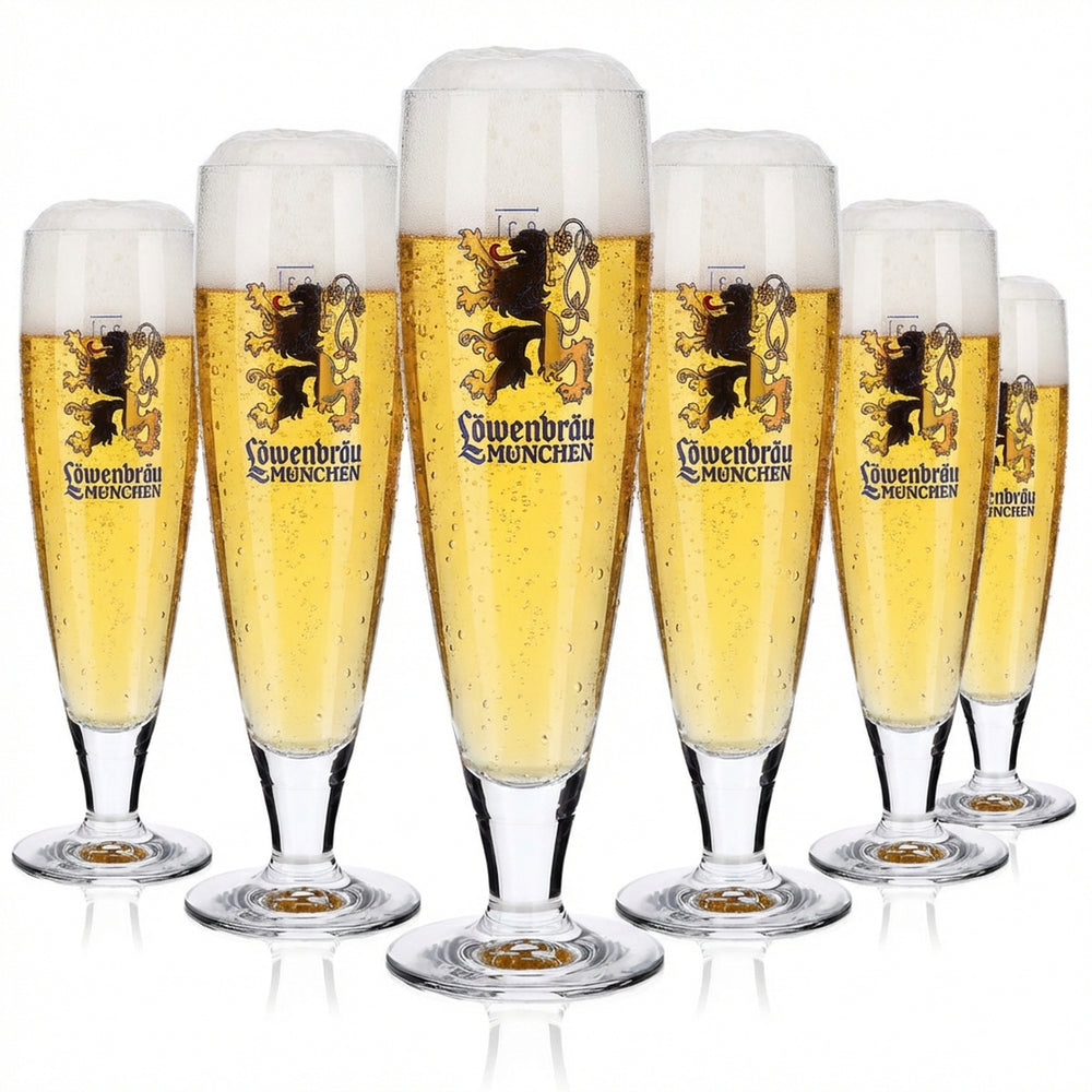 6 bicchieri da birra Löwenbräu 0,3 l con leone dorato Rastal Pegasus