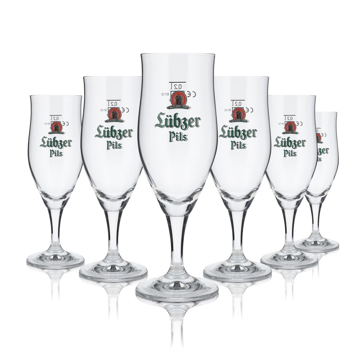 6 bicchieri Lübzer da 0,2 l Bicchieri da birra a calice Set esclusivo di bicchieri da birra Birrificio