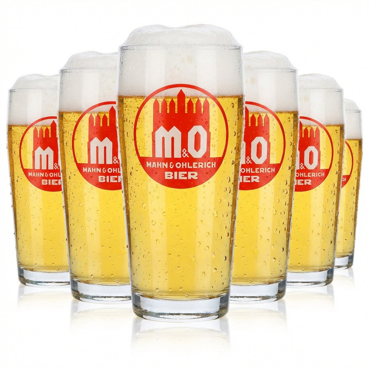 6 bicchieri da birra Mahn & Ohlerich 0,3 l con logo Willi-Becher in arancione Sahm