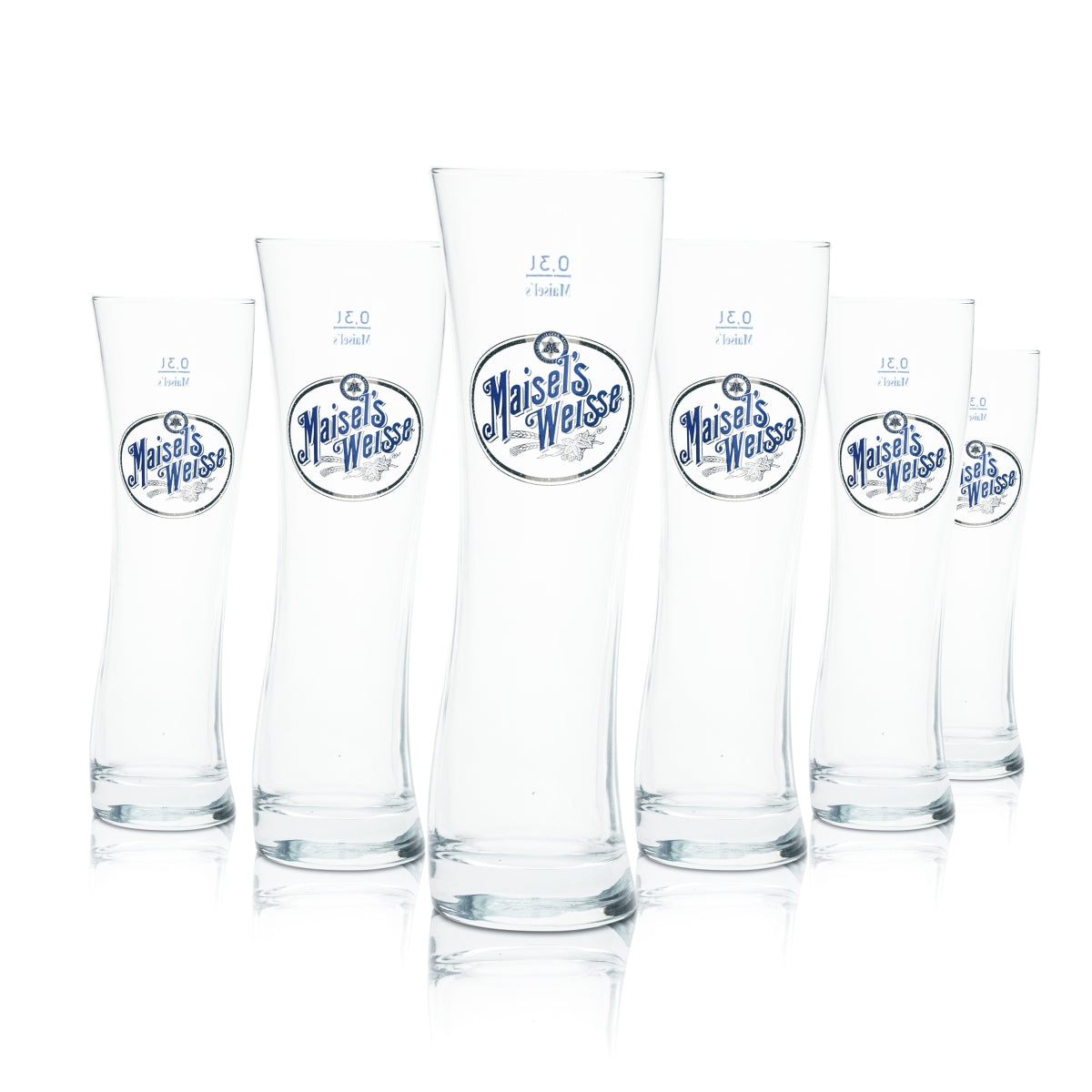 6 bicchieri da birra Maisels Weisse 0,3 l design a forma di coppa, birra di frumento, lievito, Gastro Bayreuth