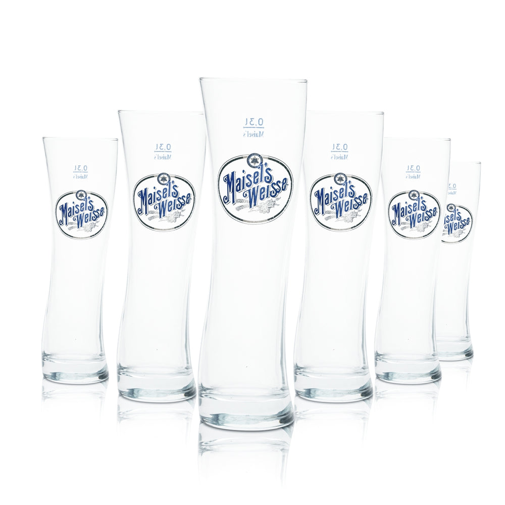 6 bicchieri da birra Maisels Weisse 0,3 l design a forma di coppa, birra di frumento, lievito, Gastro Bayreuth