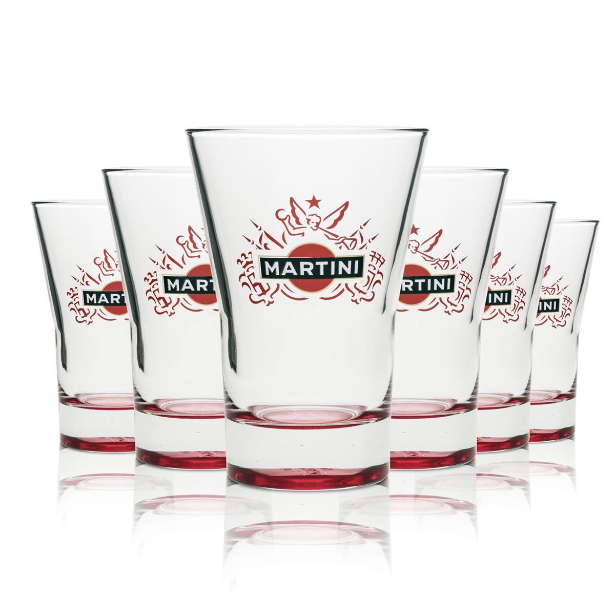 6 bicchieri tumbler Martini Wermut 31 cl con fondo rosso