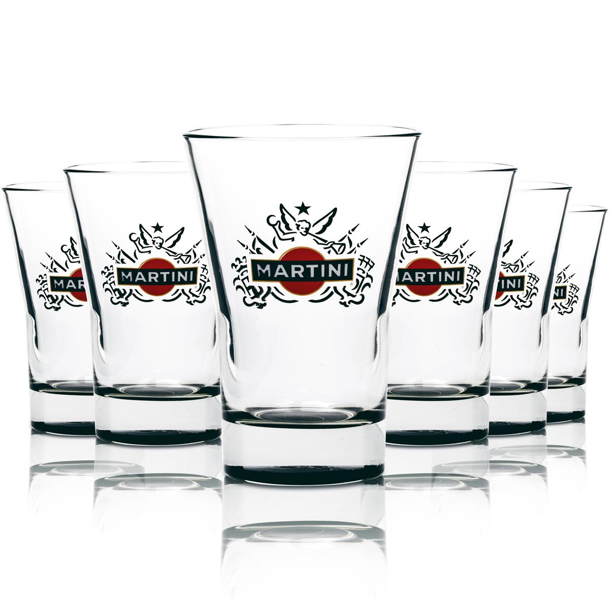 6 bicchieri tumbler Martini Wermut 31 cl con fondo nero
