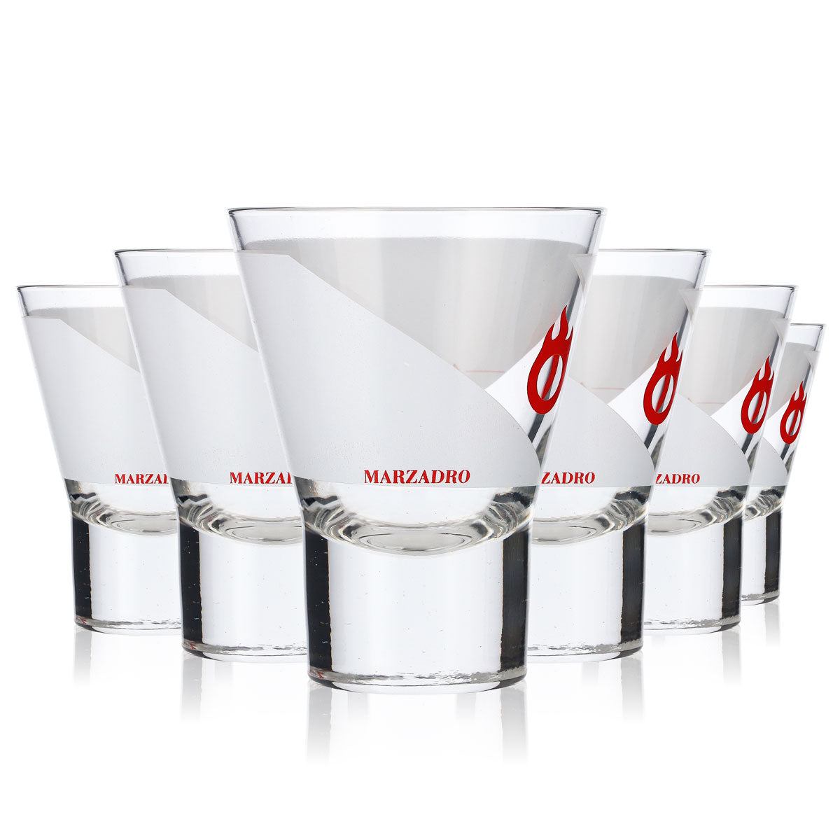 6 bicchieri da grappa Marzadro 4 cl Tumbler/bicchiere Logo rosso – Vista 6
