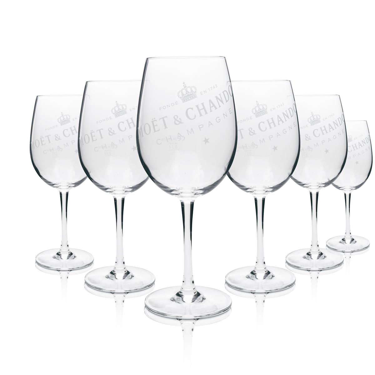 6 bicchieri da champagne Moët & Chandon con scritta bianca