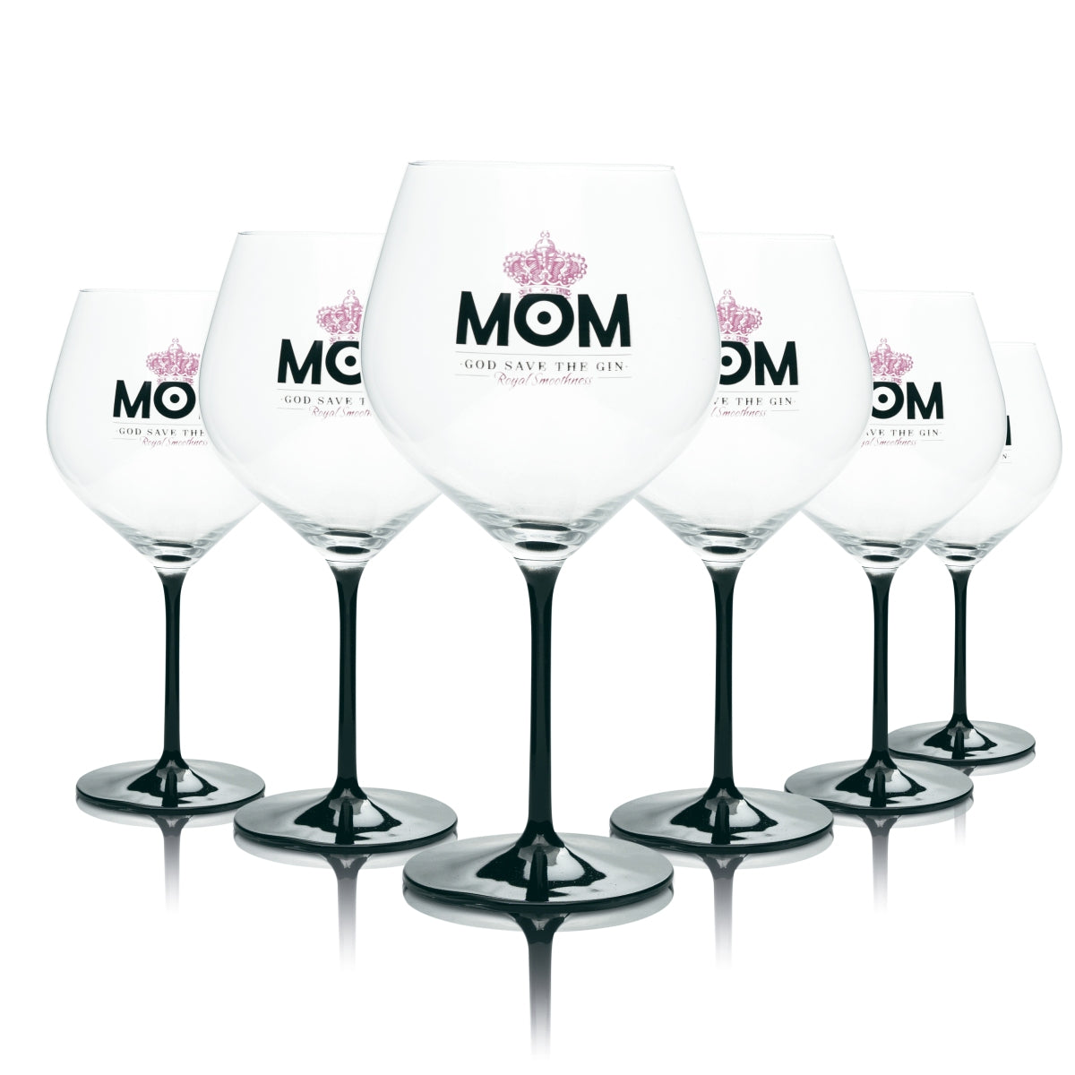 6 bicchieri da gin MOM 0,75 l a forma di palloncino Ritzenhoff con stelo nero e rosa London Bar