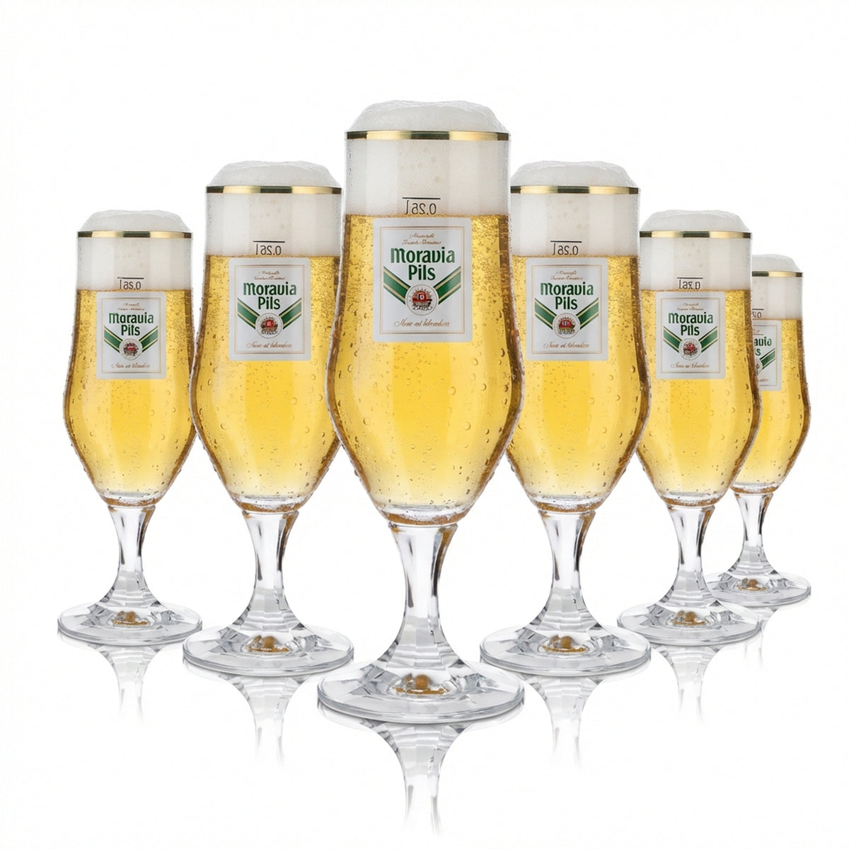 6 bicchieri da birra Moravia 0,25 l bicchiere a calice bordo dorato Hopfenperle Pils set di bicchieri birrificio