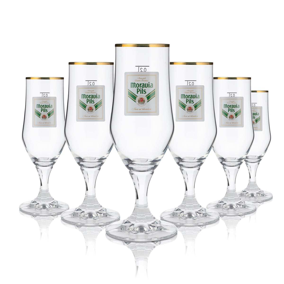 6 bicchieri da birra Moravia 0,2 l con bordo dorato e motivo a perle di luppolo, set di bicchieri Pils, birrificio – Vista 4