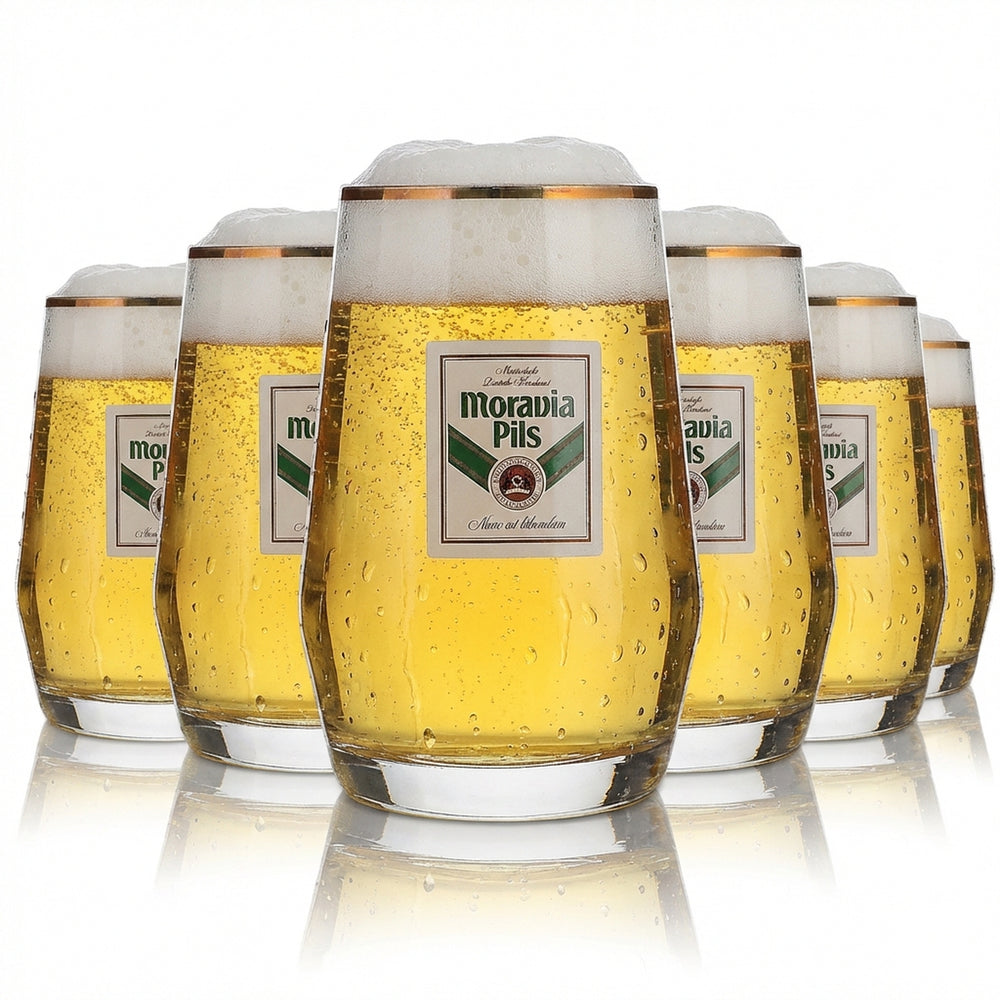 6 bicchieri Moravia da 0,3 l con bordo dorato Höhr Grenzhausen Set di bicchieri Birrificio