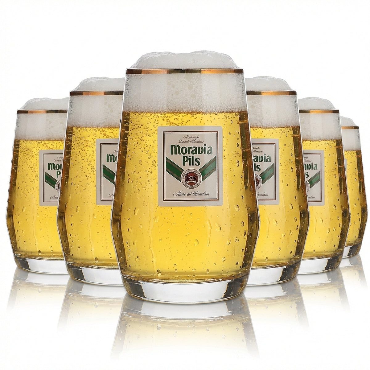 6 bicchieri Moravia da 0,3 l con bordo dorato Höhr Grenzhausen Set di bicchieri Birrificio