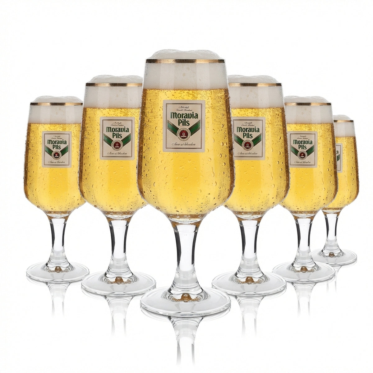 6x Moravia Bicchiere 0,4 l con bordo dorato Coppa Pilstulpe Set di bicchieri da birra Birrificio Gastronomia