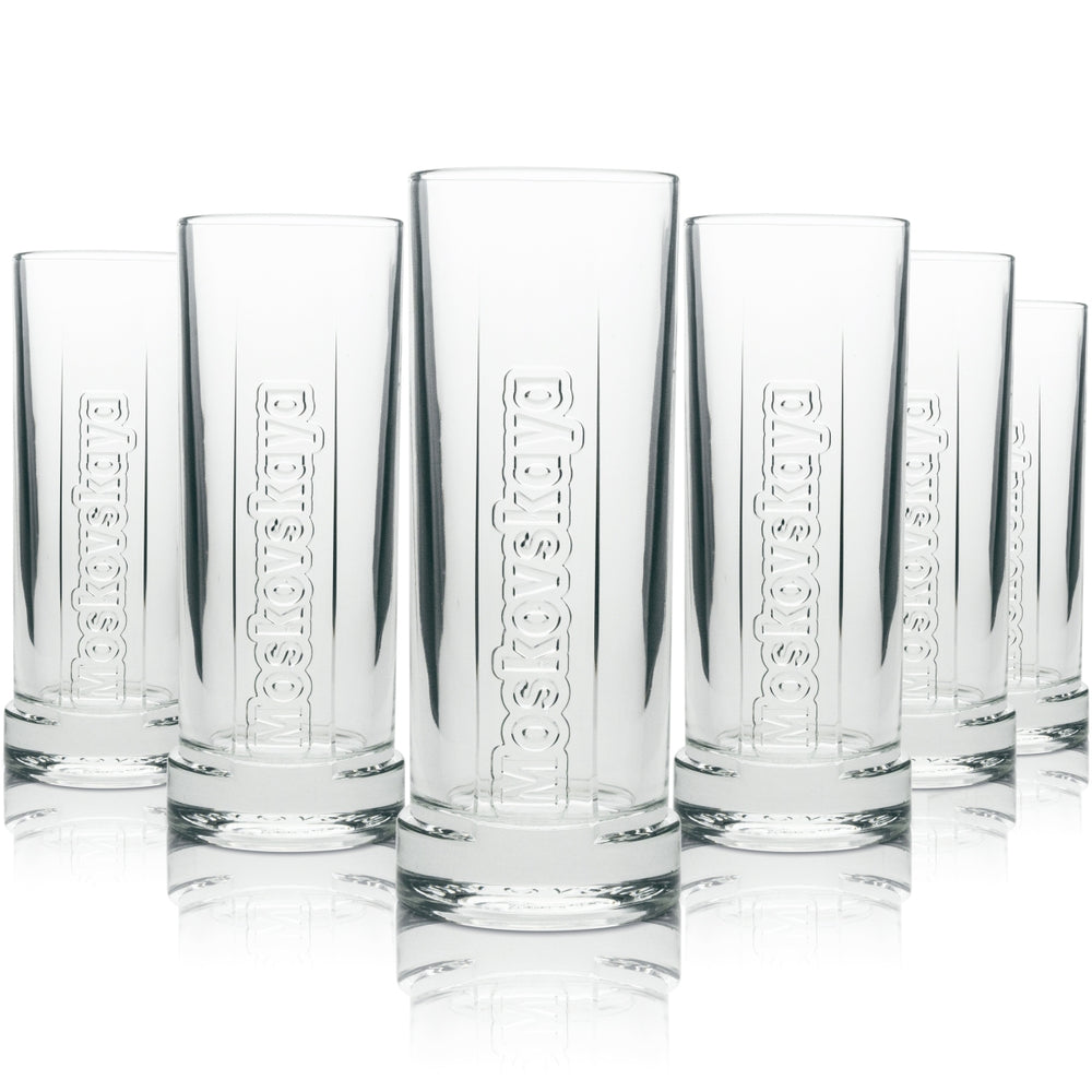 6 bicchieri da long drink Moskovskaya Vodka con rilievo 300 ml Rastal